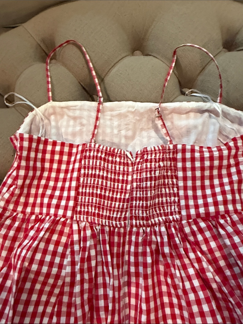 Abercrombie & Fitch Red and White Gingham Strapless Sundress - Picture 4 of 4